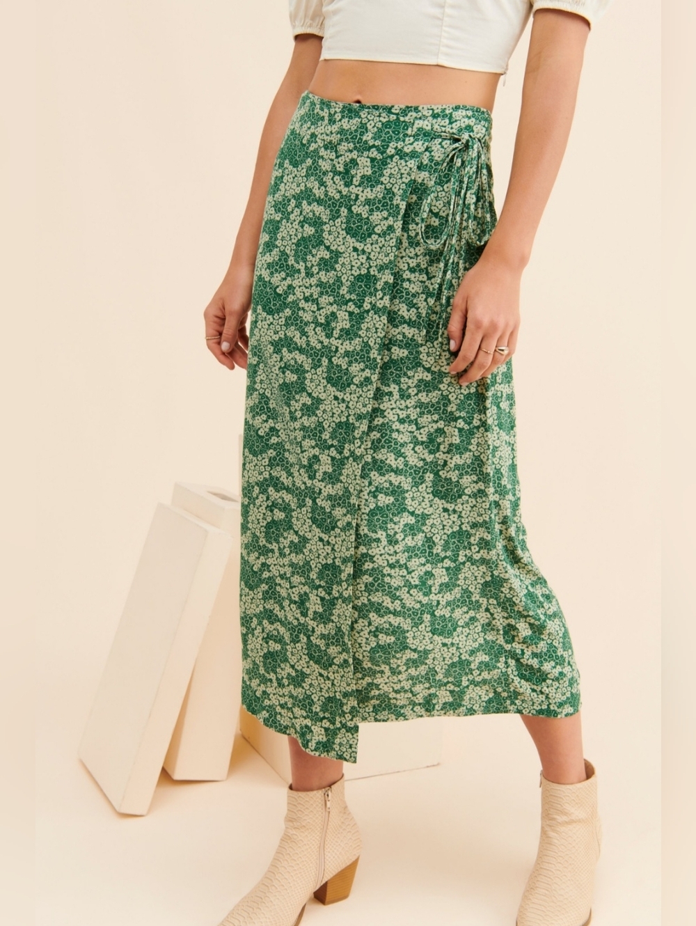 Free People Yasmin Tied Midi Skirt